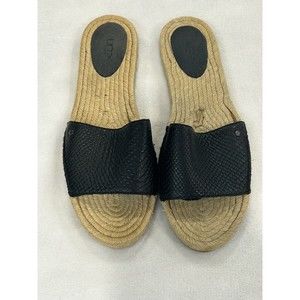 UGG Sandal 10 CHERRY EXOTIC Espadrille SNAKE Reptile Embossed Leather Slide Jute